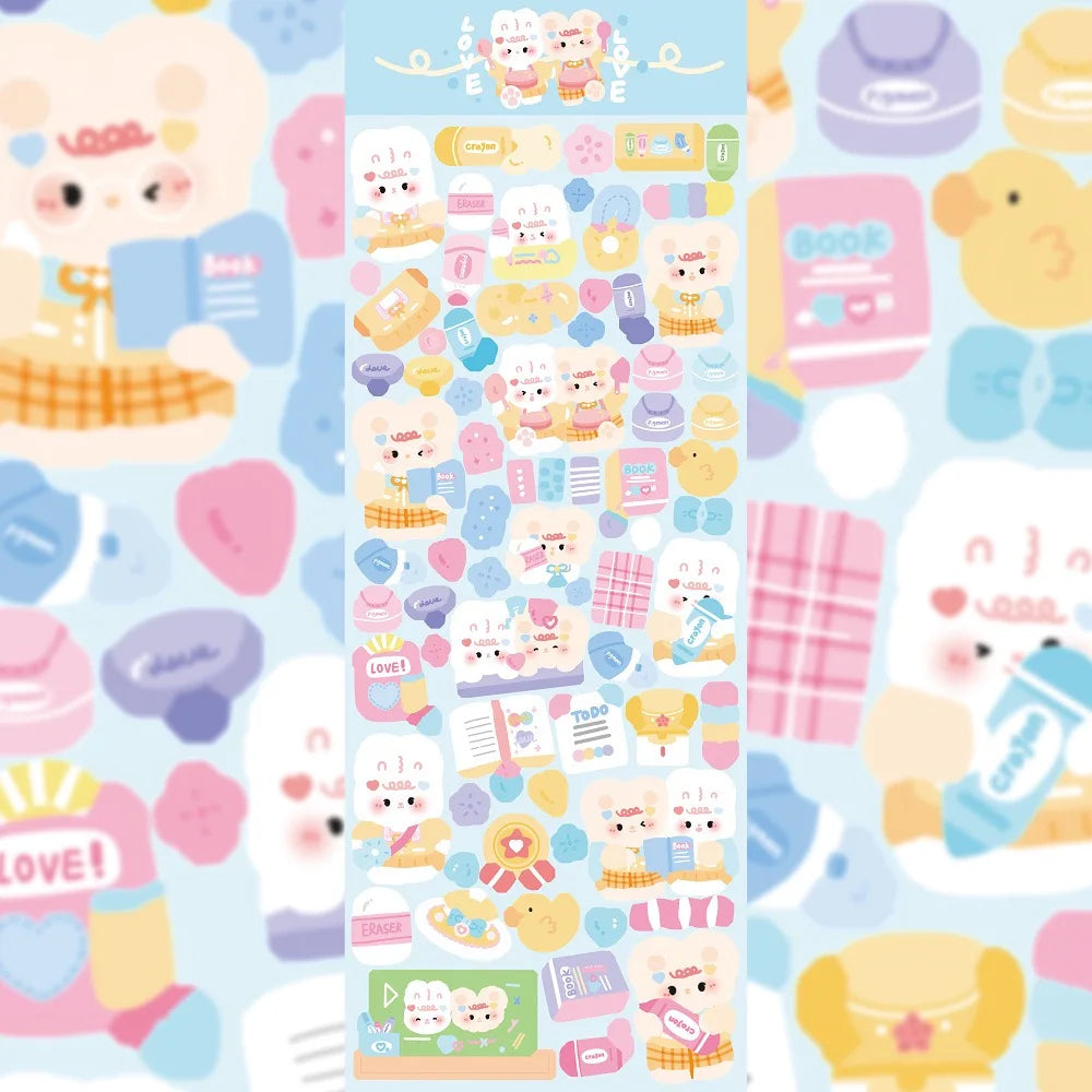 Kawaii Cute Laser Cartoon Animal Party Stickers For Girl Stationery Handbook Diary Planner Scrapbook DIY Decorative Stickers