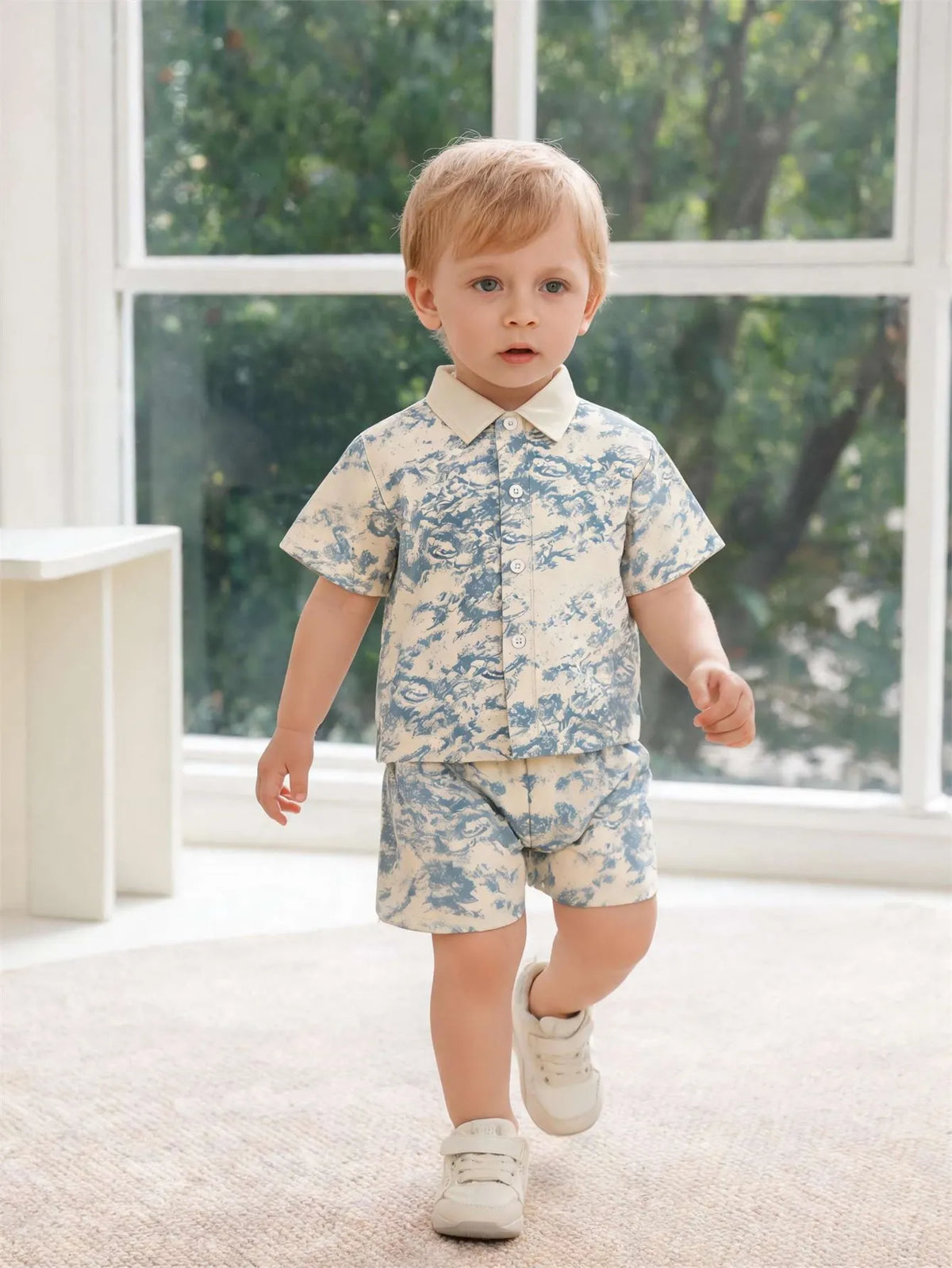 Baby boy shirt short sleeved shorts set summer style breathable, sweat absorbing, quick drying fabric comfortable and versatile
