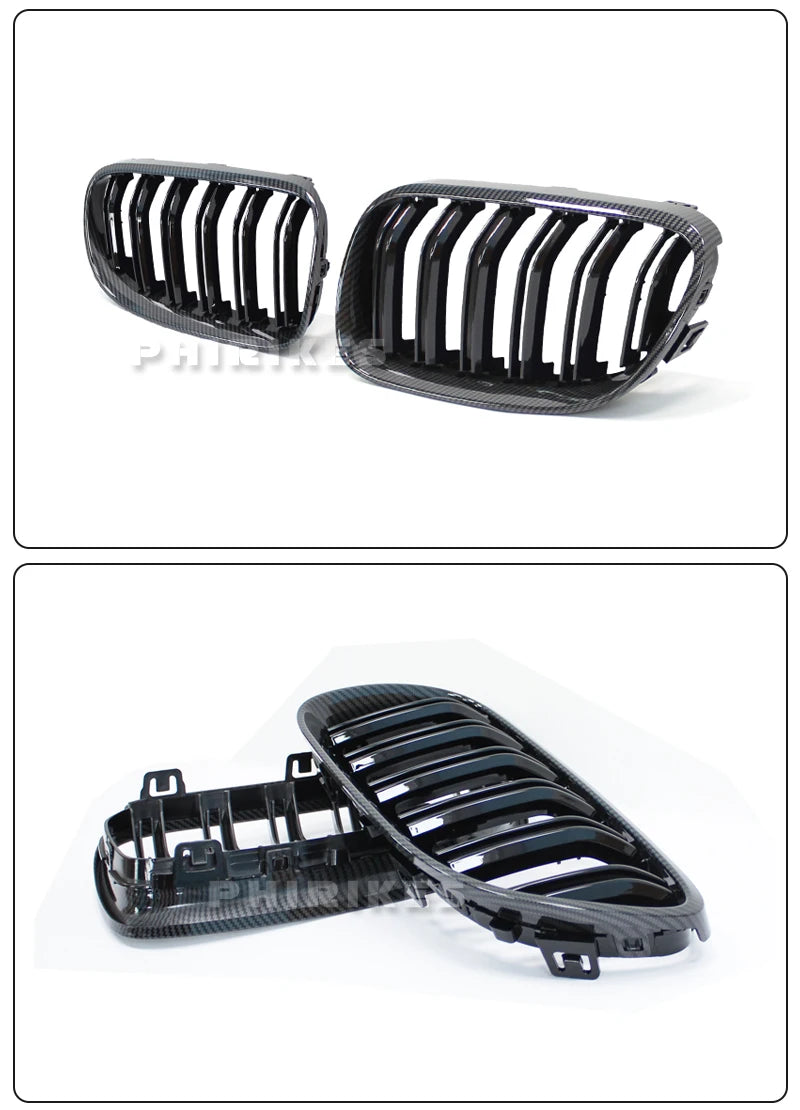 For BMW 3-Series E92 E93 M3 Coupe LCI 2010-2013 2Pcs Car Style Black Front Kidney Double Slat Grill Grille