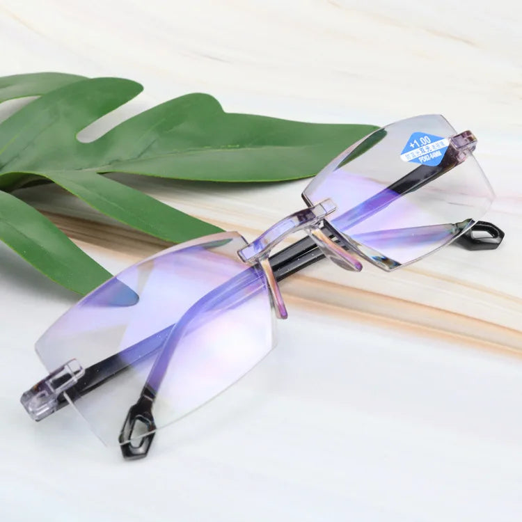 Intelligent Zoom Anti-blue Light Frameless Frame Cutting Edge Reading Glasses Men And Womean