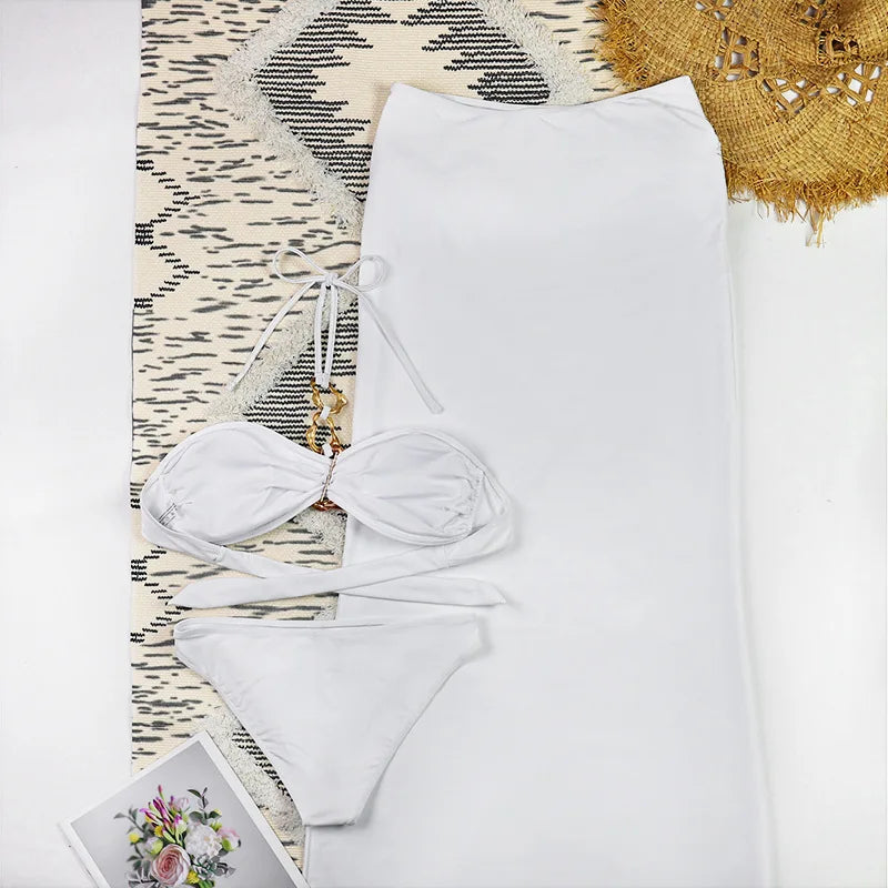 2026 High Quality 3 Pieces Set Swimsuit Sexy Printed Push Up Women Bikini Set Swimwear Slimming Bathing Suit Summer Beach Wear