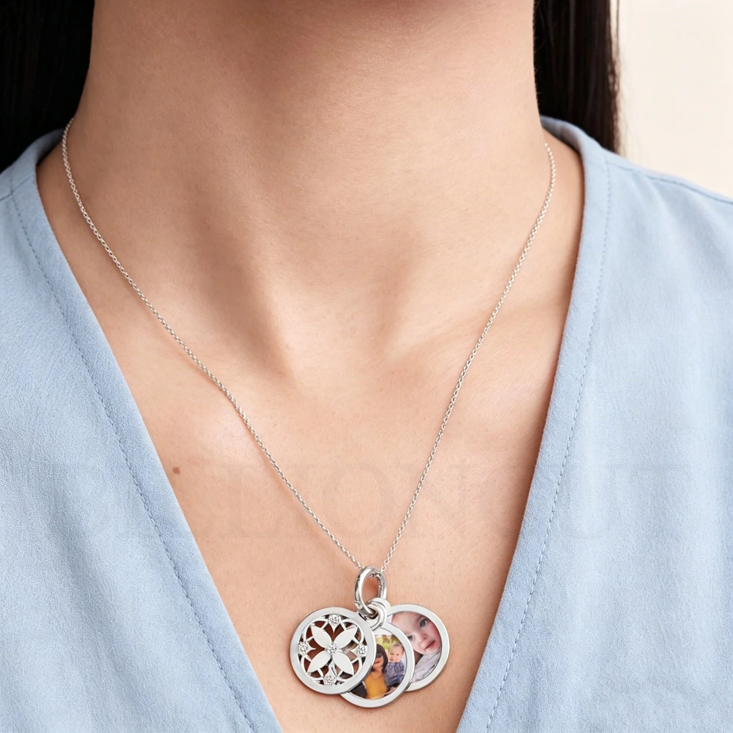 Custom Photo Necklace 316L Stainless Steel Multi-Layer Personalized Picture Pendant Memorial Jewelry Gift