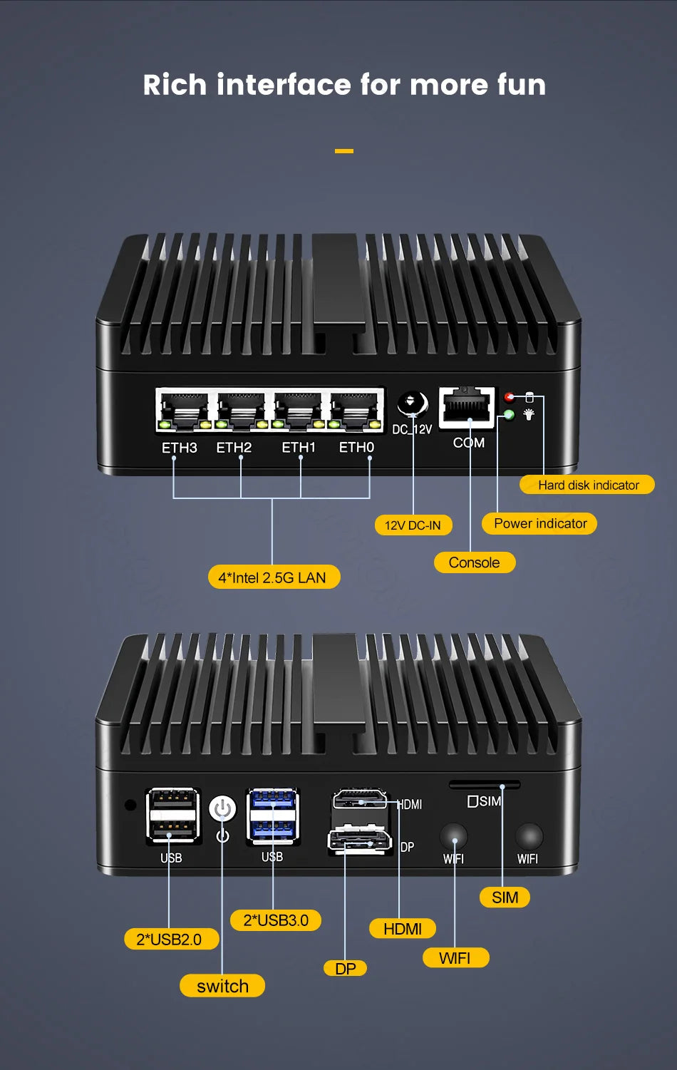 2025 pfSense Firewall Soft Router J6412 N150 N6210 4xIntel i226 2.5G LAN 2xDDR4 NVMe Fanless Mini PC HDMI2.0 DP AES-NI OPNsense