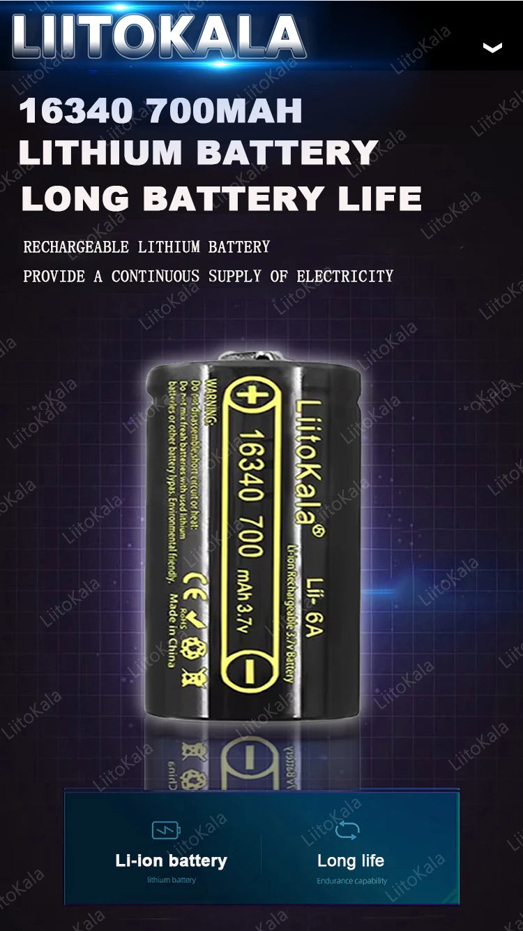 LiitoKala LF-536 LF-535 LED white laser Mini Flashlight 16340 700mAh Rechargeable Battery