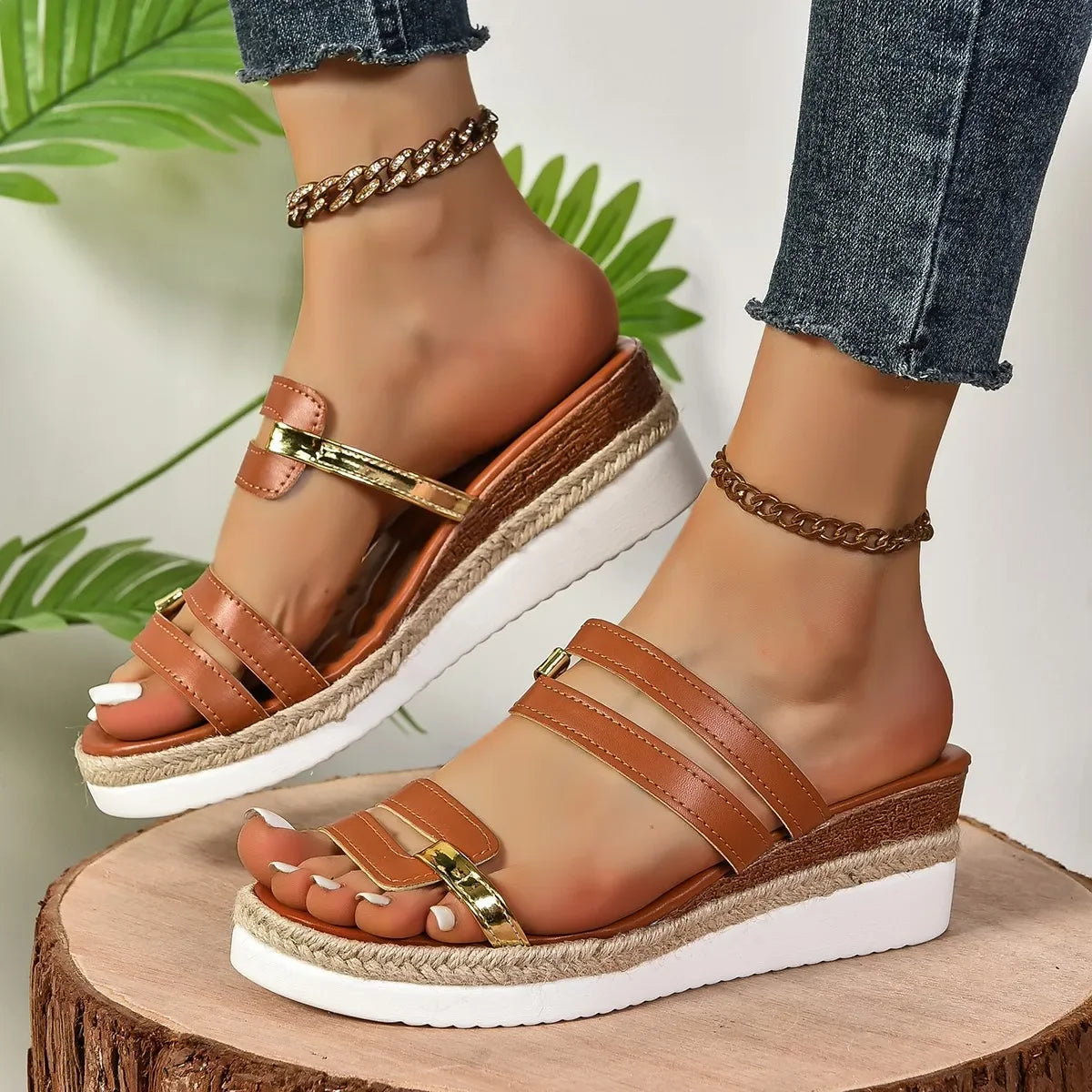 Women Wedge Slippers 2024 New Summer Platform Sandals Outdoor Beach Casual Shoes for Women Durable Luxury Slides Women