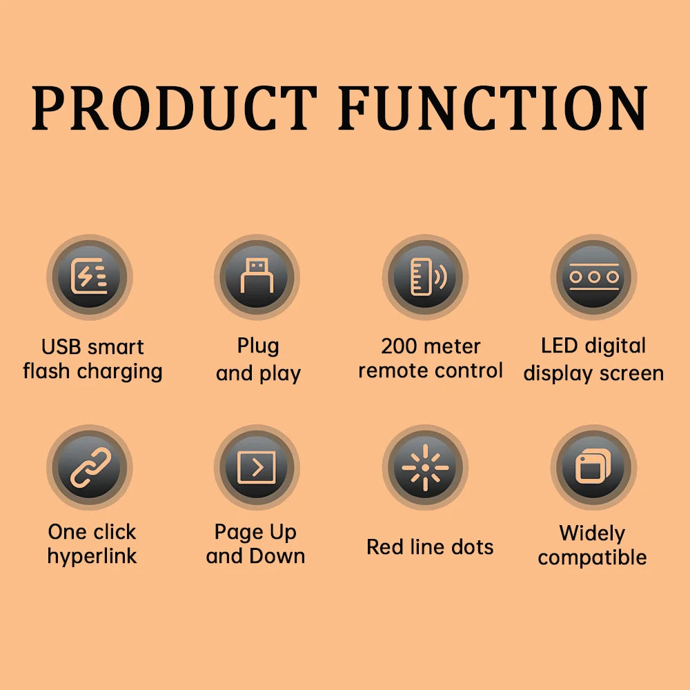Powerpoint Pointer Wireless Presentation Clicker USB Rechargeable Remote Control Page Turning Pen for Speech Teacher Presenter