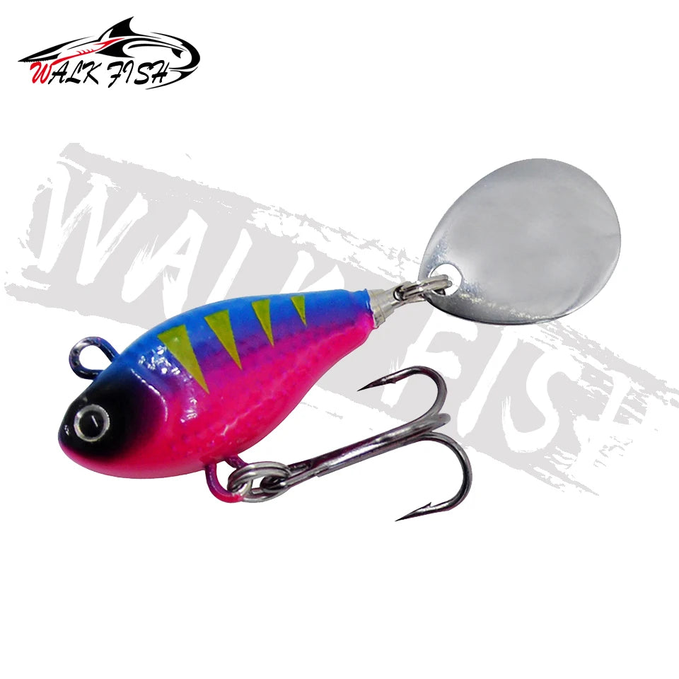 WALK FISH New 15g Metal Vib Rotating Spoon Wobbles Vibration Fishing Lures for Pike Bass Winter Jigs Pesca Fishing Tackle