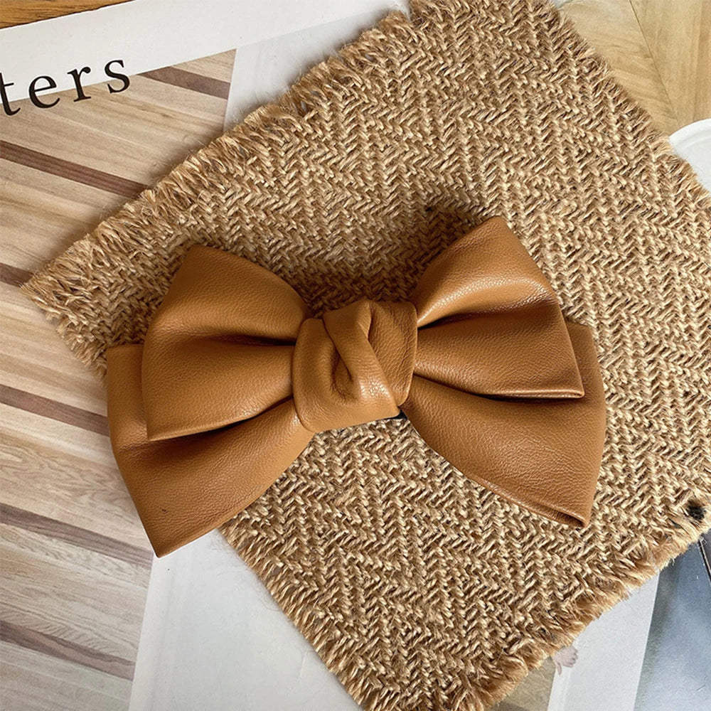 Accessories Hair Ornament Solid Color PU Leather Girls Duckbill Clips Headwear Bow Hairpin Spring Clips Hair Clips