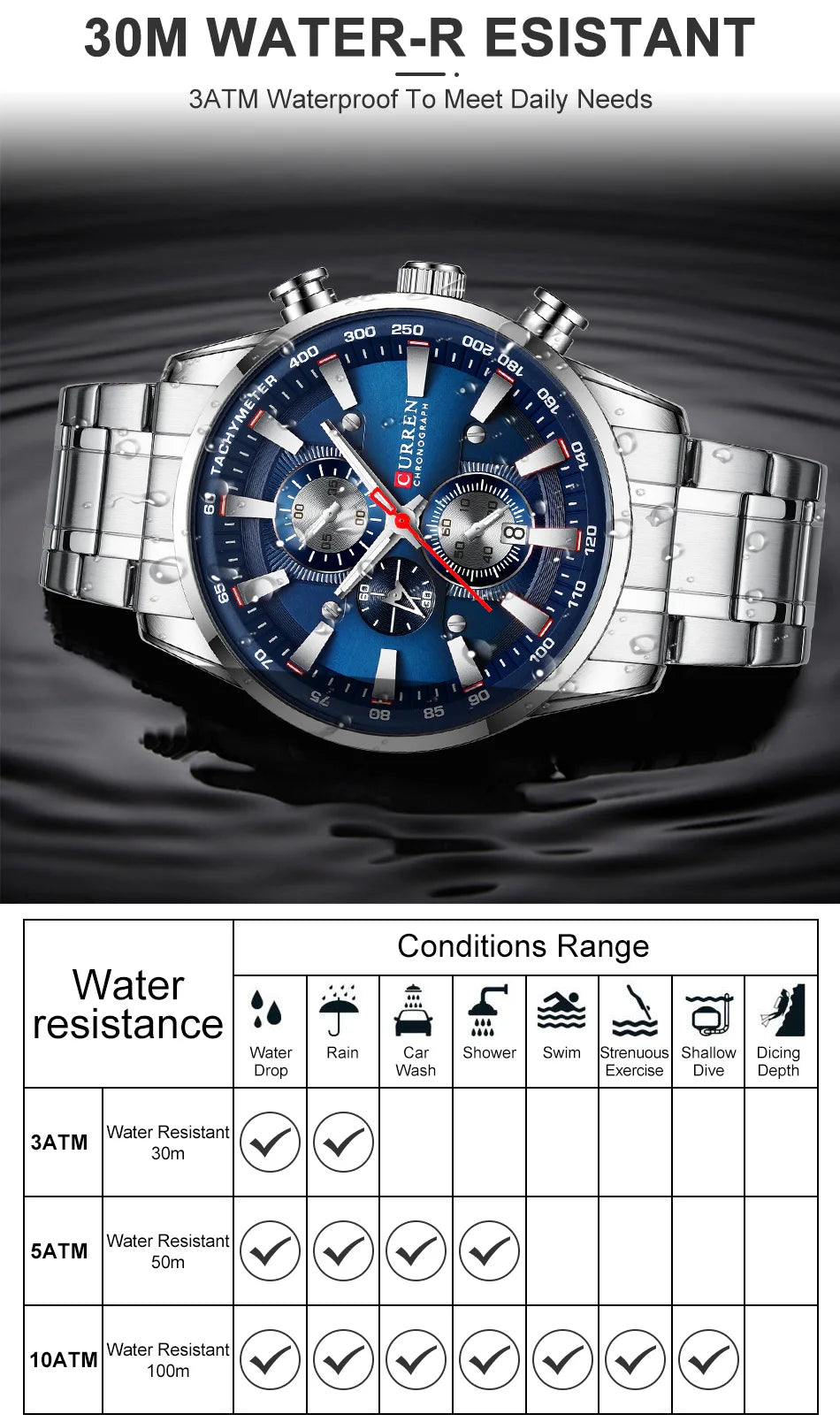 New Watches for Men Top Luxury Brand CURREN Quartz Men’s Watch Sport Waterproof Wrist Watches Chronograph Date Relogio Masculino