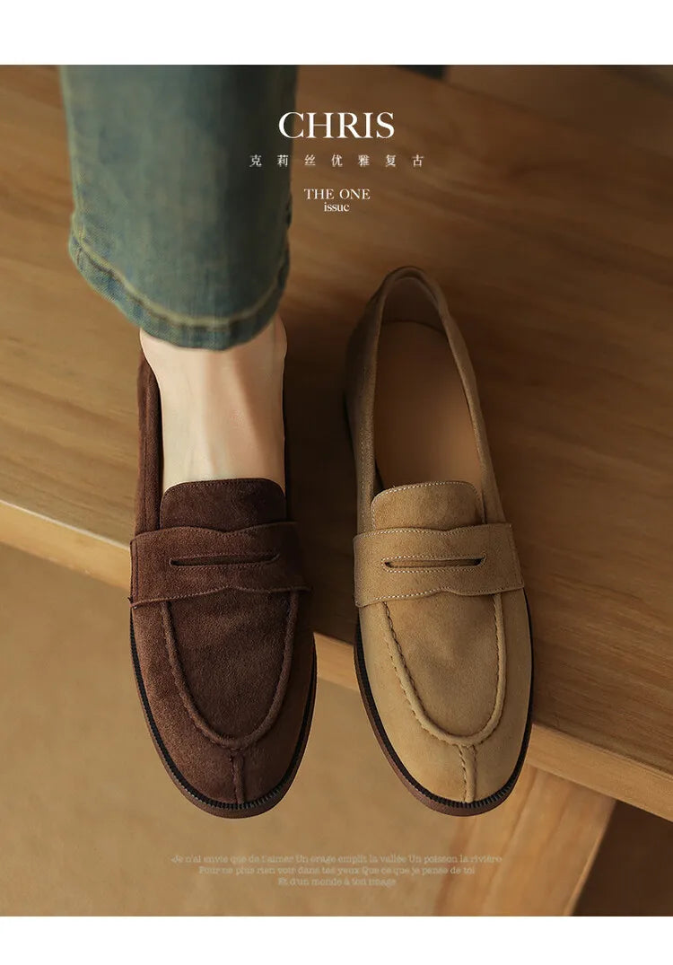 Shoes for Women 2024 Summer Brown Casual Flats Ladies Shoe Fashion Suede Loafers Soft Sole Non-Slip Feminino Zapatos Mujer