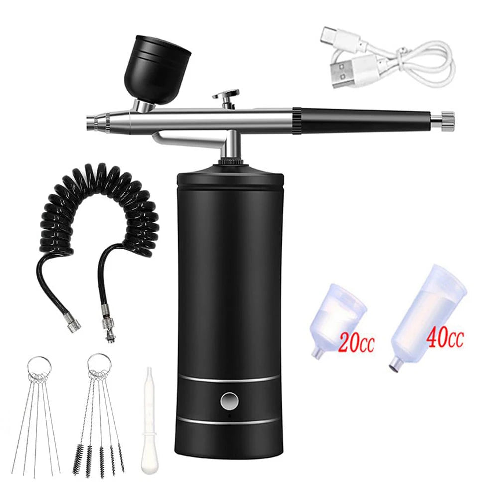 Airbrush with Compressor Portable Airbrush Paint Spray Mini Spray Gun Wireless Air Brush Painting Airbrush Kit with Compressor