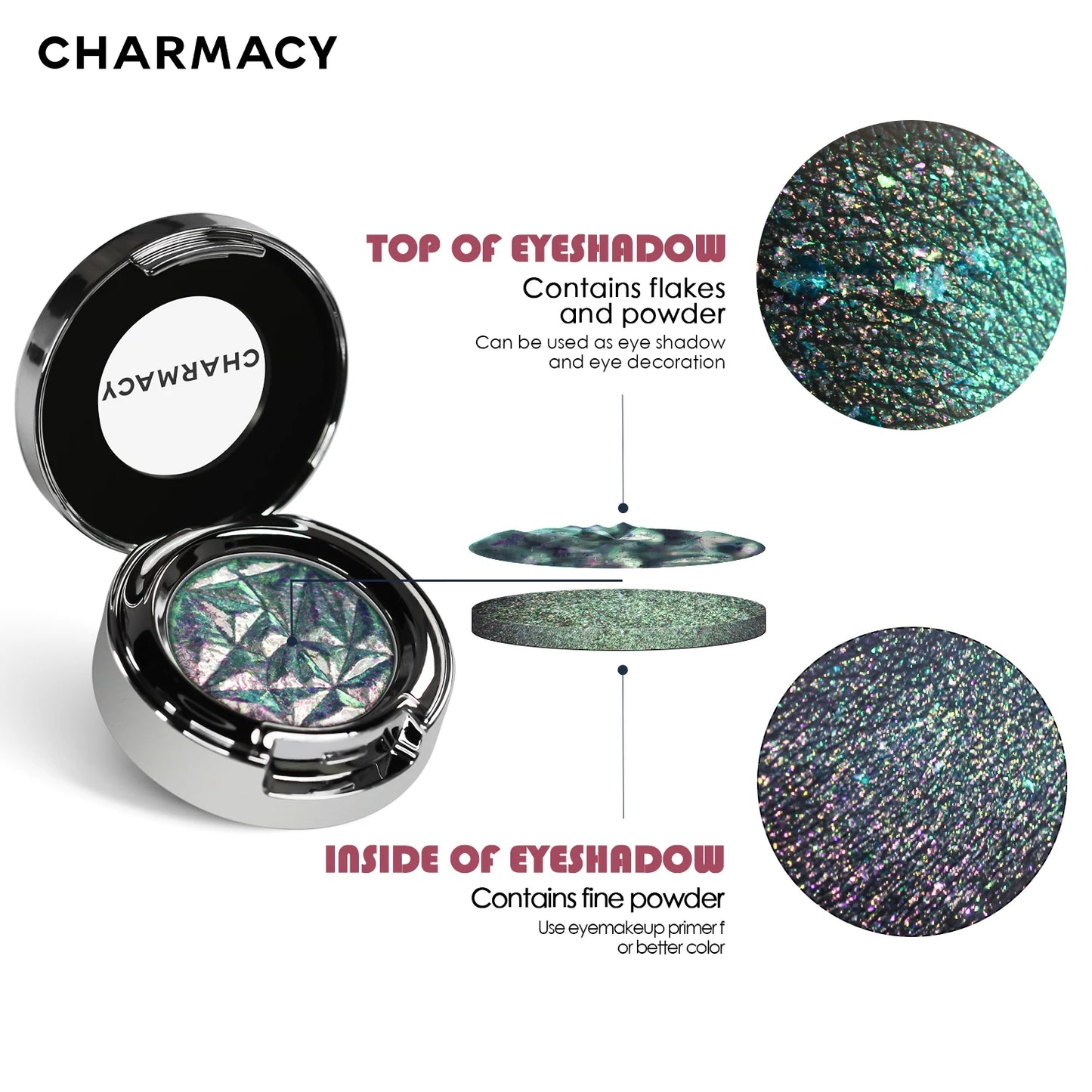 CHARMACY Multichrome Eyeshadow Palette High Pigment Waterproof Long Lasting Eye Shadow Makeup for Women