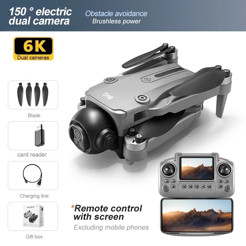 2025 New D18 Drone 8K HD Dual Camera Aerial Photography Obstacle Avoidance Brushless Motor 5G WIFI GPS Return 18000m Quadcopter
