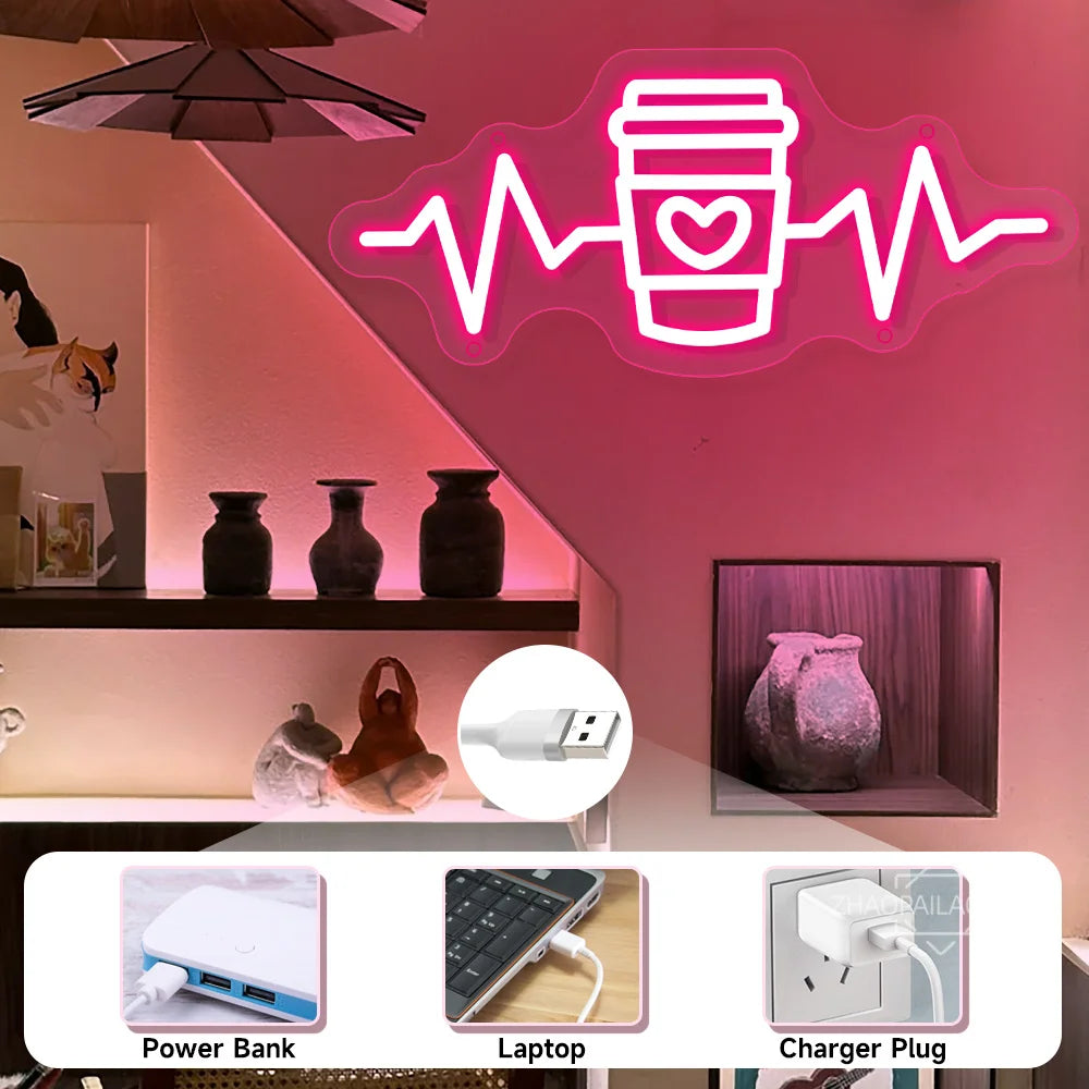 Coffee Neon Led Sign Restaurant Cafe Neon lights USB Coffee Shop Tea Room Decor For Pantry Coffee Cafe Bar Decoration Neon Signs