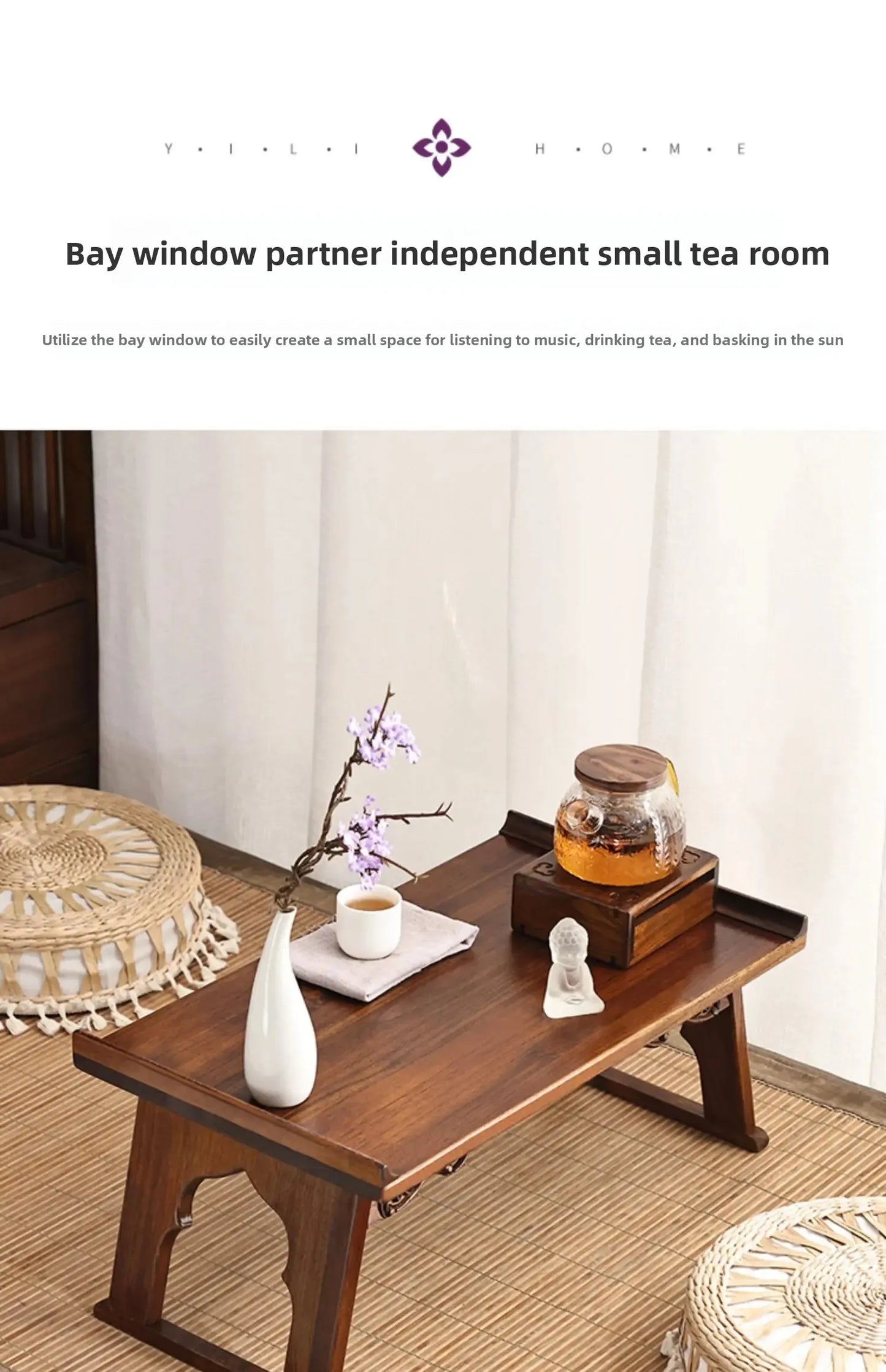 Wooden Tatami Bed, Wooden Bay Window Coffee Table, Foldable Window Seat Desk, Balcony Tea Table, Wooden Window Sill Table