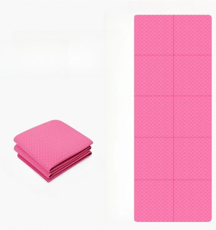 TPE Folding Yoga Mat Sports Anti Slip Shock-absorbing Fitness Folding Mat High-density 6mm Portable Belt Wear-resistant Rest Mat
