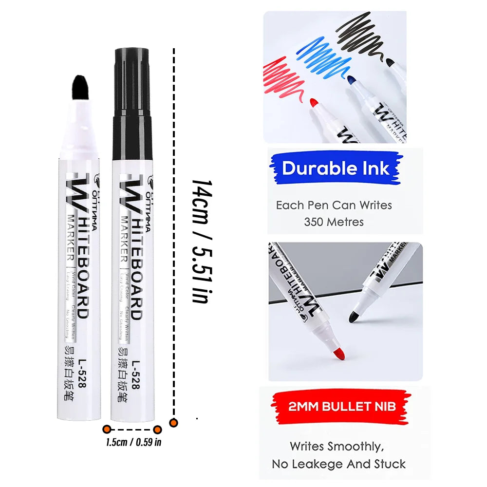 1/20pcs Erasable Whiteboard Marker Pen Blackboard Marker Teaching Chalk for Glass Ceramics Office School Art Marker Stationery