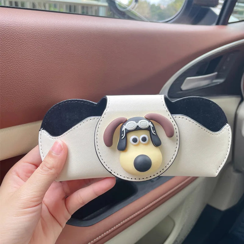 Cartoon Dog Car Sunglasses Holder - Easy Access, Scratch-Free & Stylish Organizer for Women Glasses Case  Car Accessories