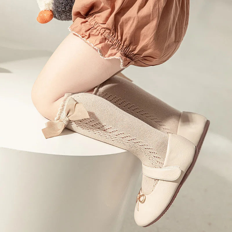 Sweet Baby Girl Knee-High Socks Toddlers Bow Stockings Newborn Infant Non-Slip Sock