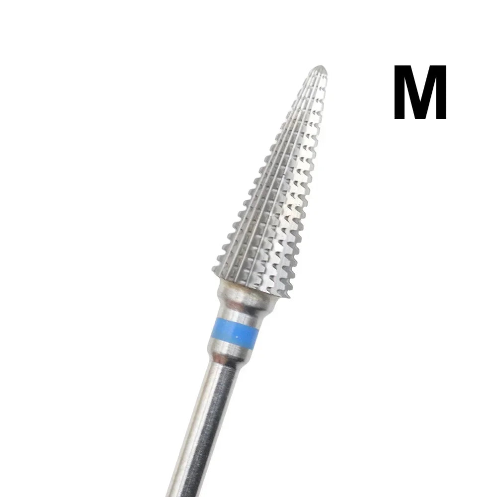 1pc 5-in-1 Carbide Professional Tungsten Steel Nail Drill Bit Gradient Teeth Design for Pre-treatment and Removal