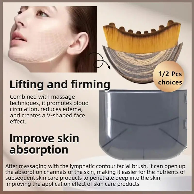 Contour Facial Brush Manual Lymphatic Drainage Massager Durable Soft Bristles  Ergonomic Facial Cleansing Brush for Shaping