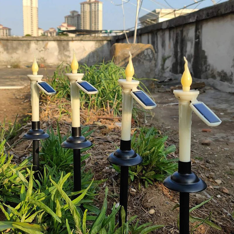Solar Garden Light Candle Light with Candlesticks Holders Waterproof LED Solar Lamp for Outdoor Garden Lawn Pathway Decoration