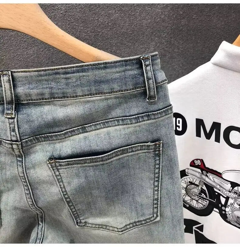 Luxury Fashion Designer Vintage Slim Fit Men's Denim Jeans Casual Korean Spring and Autumn Stretch Washed Trousers Male Jeans