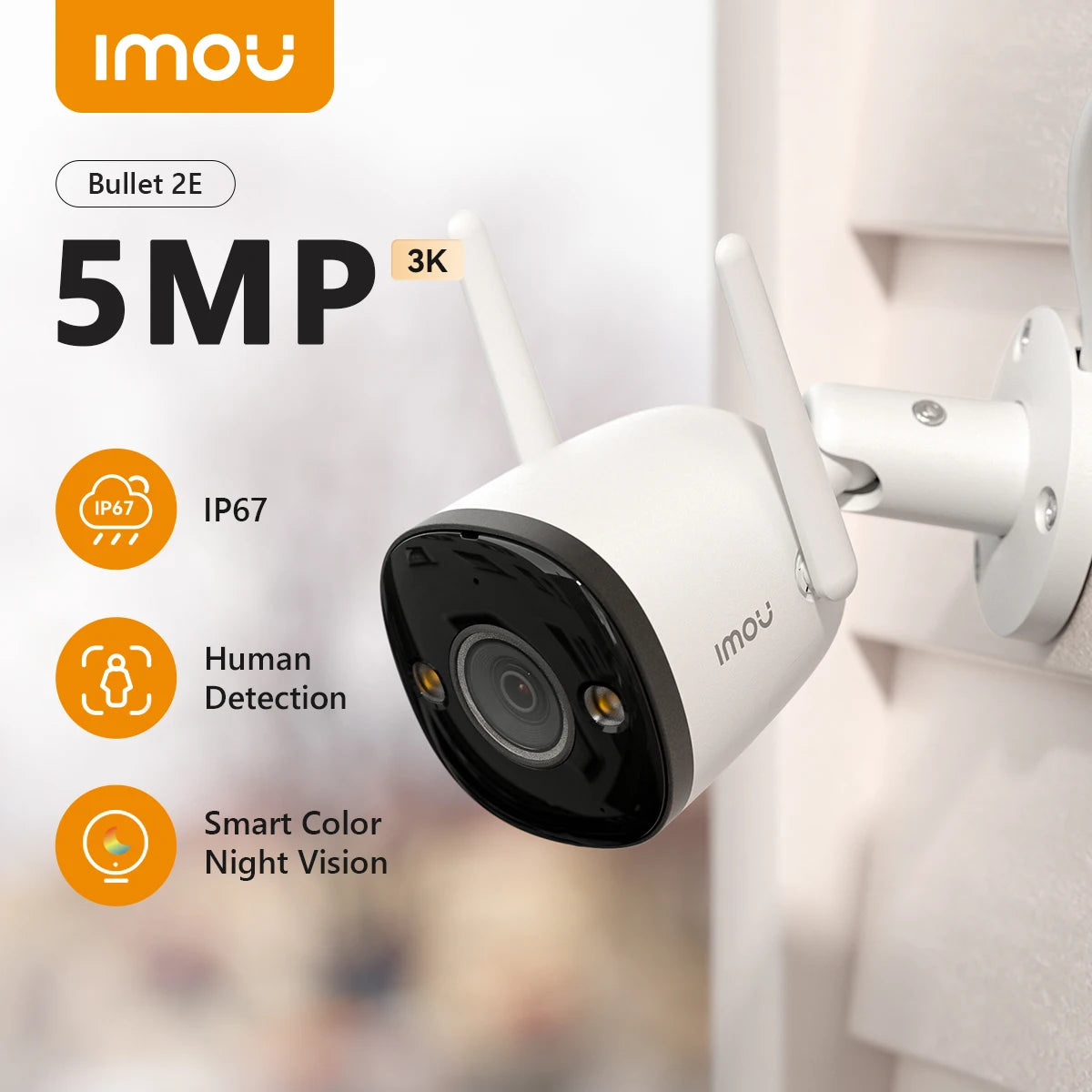 IMOU Bullet Security Camera 2.4GHz WiFi IP Camera Outdoor with IP67 Wi-Fi 6 Surveillance Camera Human Detection 24/7 Recording