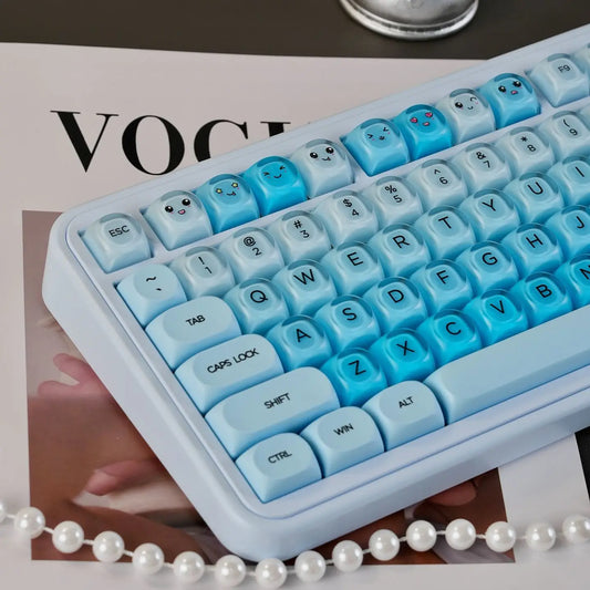 132 Keys Blue Liquid Foundation Keycap HOA Profile PBT Double Shot Keycap For Mx Switch Mechanical Keyboard ISO Enter Key Caps