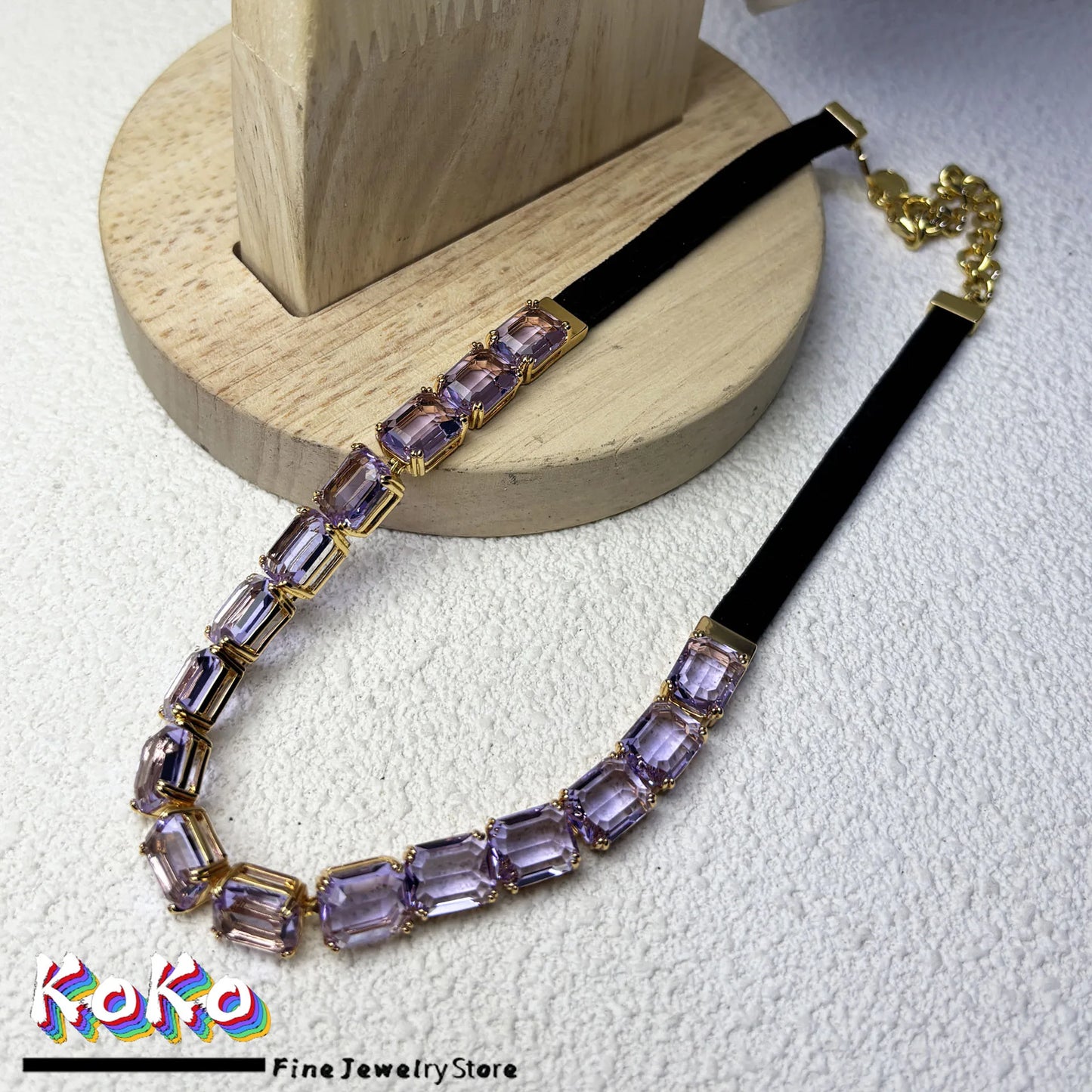 Original Charms Fine Jewelry Set Women Several Purple Zircon Crystal Necklace Bracelet Earrings Stainless Steel Romantic Gift