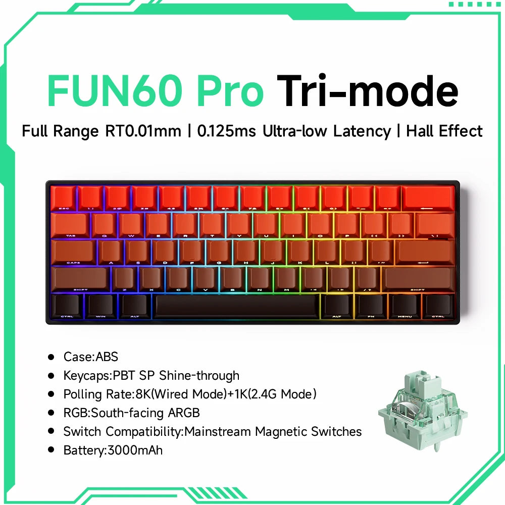 Akko MonsGeek FUN68 FUN60 PRO&MAX  HE Magnetic Keyboard 60% 65%Gaming Keyboards Rapid Trigger 8K Custom Keyboard Gamer Esports