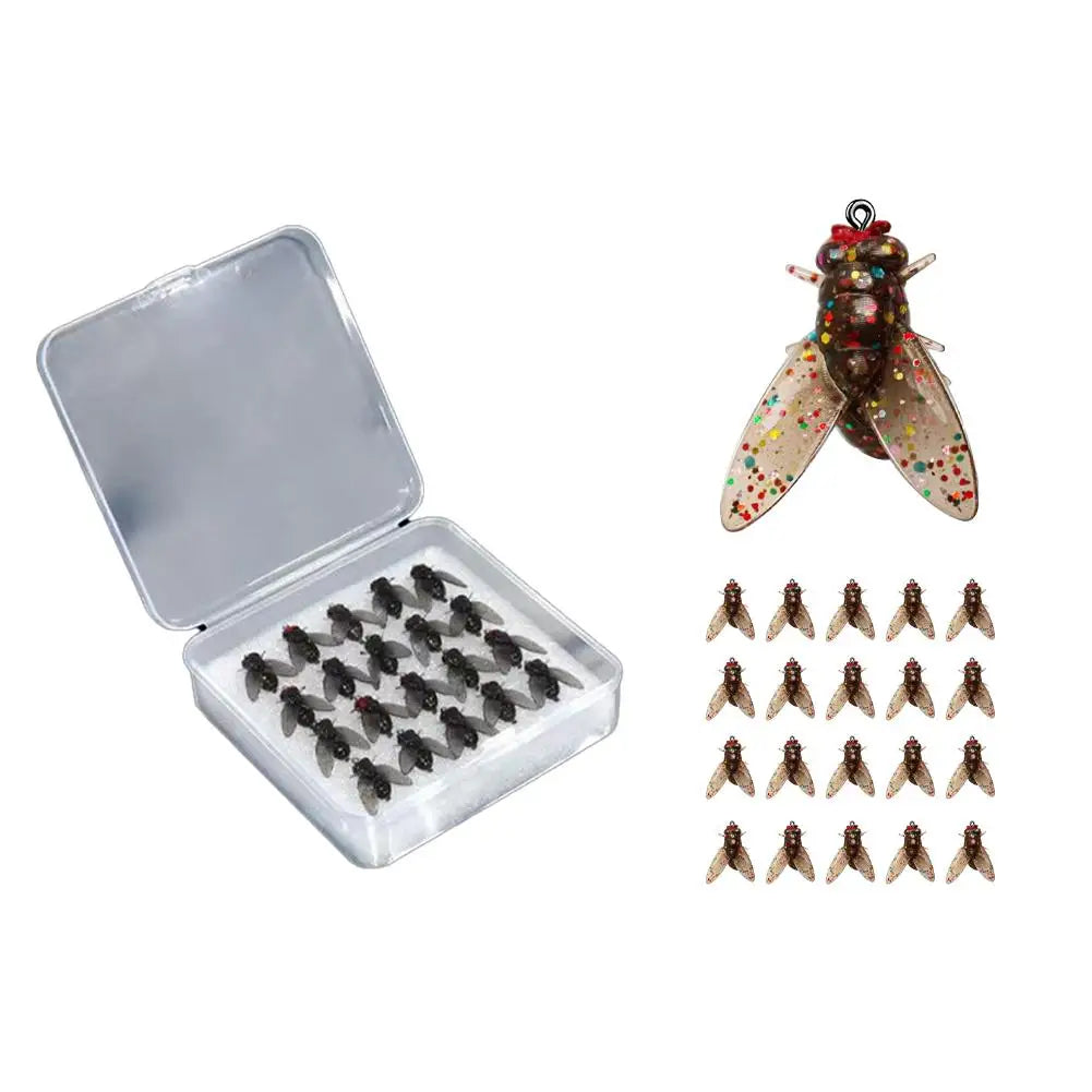 20Pcs/Box Mini Bionic Fly Fishing Bait Fly Hook Soft Bait Add Fish Attractant Fishing Gear For Salmon Trout Fishing Accessories