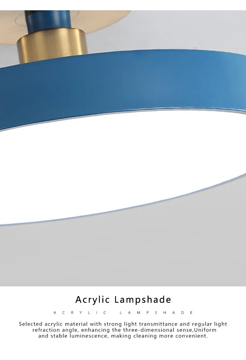 Modern LED Ceiling Light Nordic Macaron Circular Pendant Light Children's Room Dining Room Study Room Interior Decoration Light