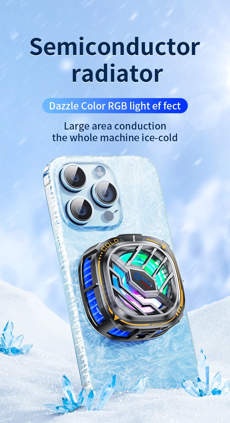 New X76A Magnetic Display Phones Cooler Back-Clip 2 in 1 Game Cooler Semiconductor Fast Phone Cooling Fan for IOS Android Phone