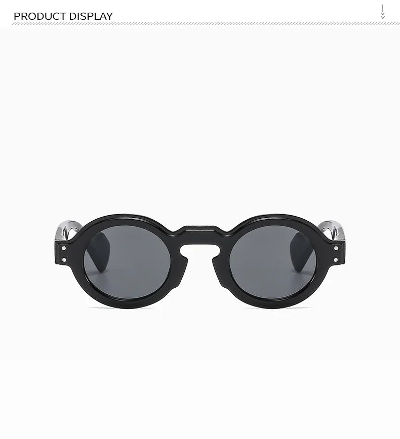 Round Sunglasses Women Men Punk Double Color Shades Retro Rivets Decoration Trending Sun Glasses Clear Lens Frame UV400