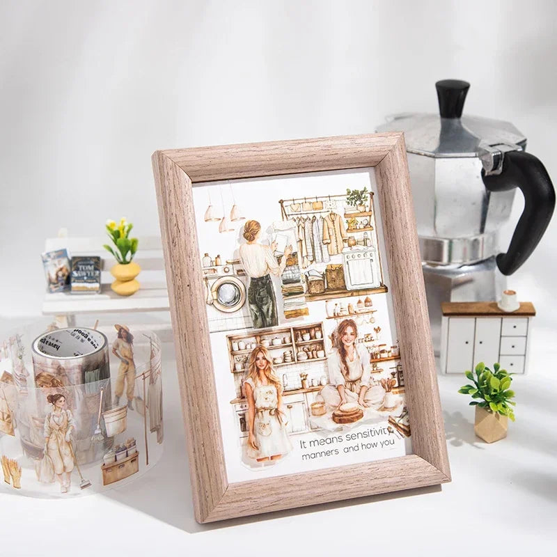 JIANWU 60mm*200cm Weekend Daily Series Vintage Character Life Landscaping Material Collage PET Tape Creative Journal Stationery