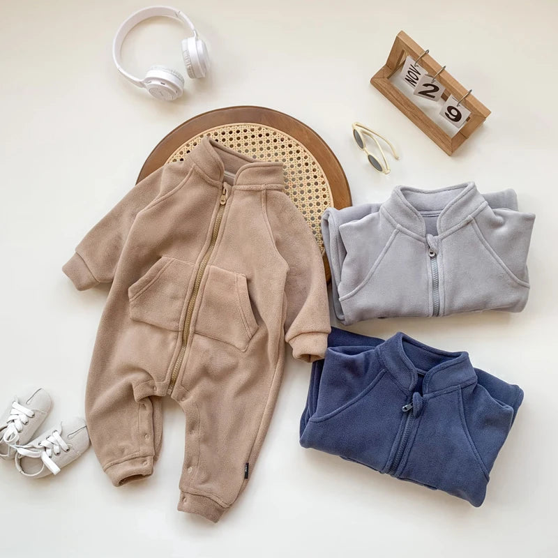 IYEAL Baby Boy Clothes Girl Rompers Newborn Infant Baby Clothing Soft Warm Fleece Jumpsuit Playsuit Autumn Toddler Outwear