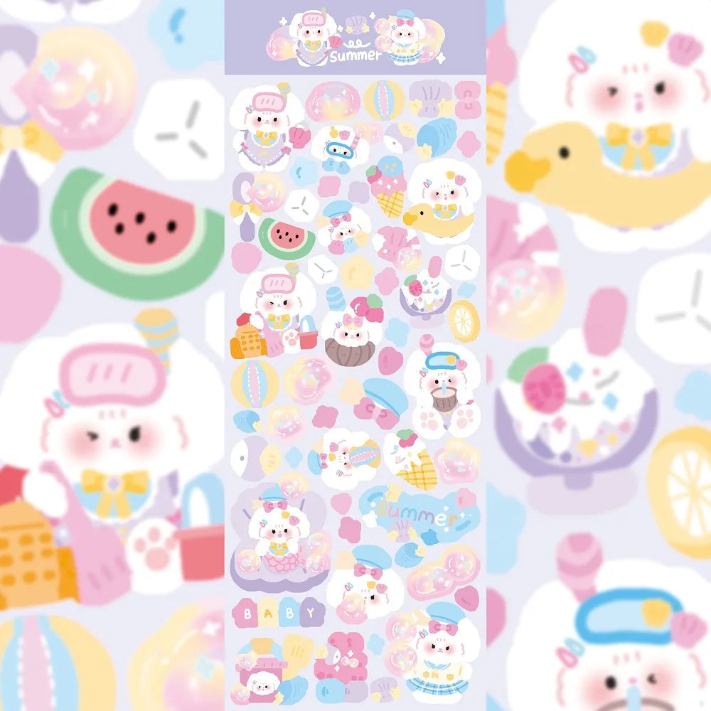 Kawaii Cute Laser Cartoon Animal Party Stickers For Girl Stationery Handbook Diary Planner Scrapbook DIY Decorative Stickers