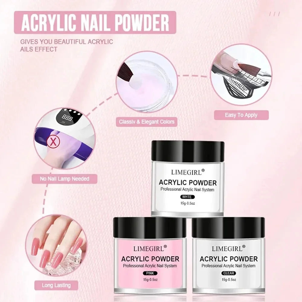 Acrylic Nail Art Kit Nail Art Acrylic Powder and Liquid Mono Kit for Nail Extension Acrylic Dip Powder 3D Flower Sculpting Tool
