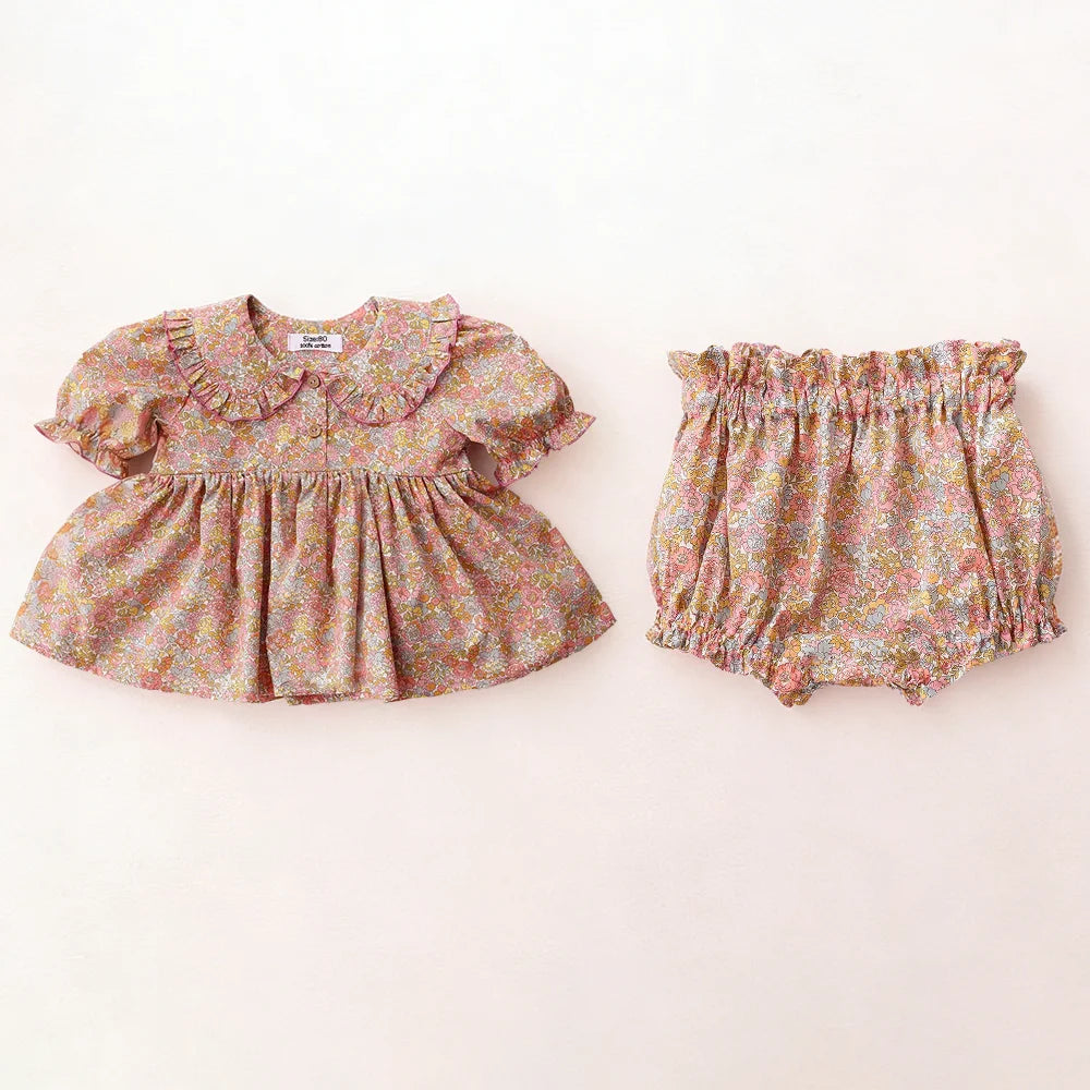 2Pcs Baby Girl Clothing Sets Summer Cotton Infant Baby Girl Outfits Blouse + Bottom Toddler Girl Clothes