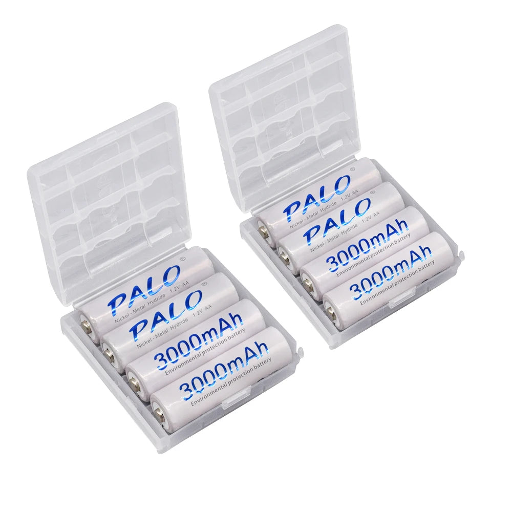 PALO 1.2V AA Rechargeable Batteries 3000mAh aa Ni-MH 100% Original High Capacity Current AA Battery Rechargeble For Camera Toys