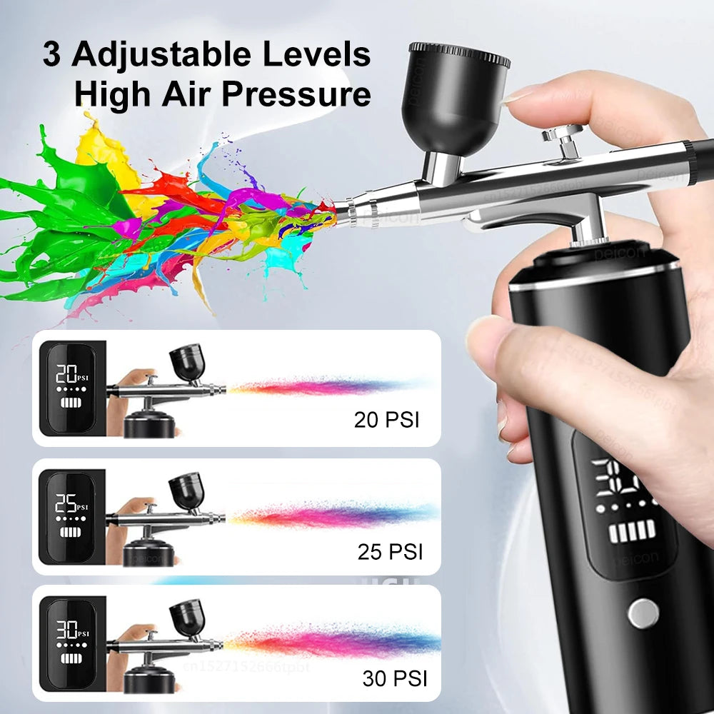 Portable Airbrush Nail with Compressor Mini Airbrush Nail Art Kit Handheld Spray Gun for Nails Art Painting Craft Cake