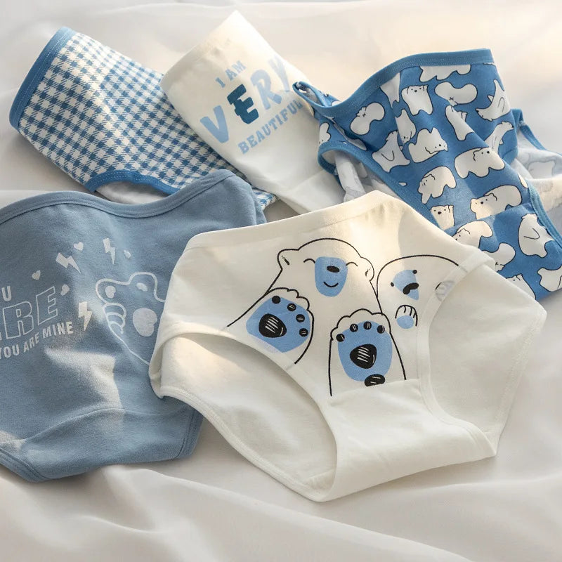 New 5PCS/Set Women's Underwear Cute Bear Cotton Panties Briefs For Girl Ladies Sexy Lingerie Cartoon Female Pantys Underpants