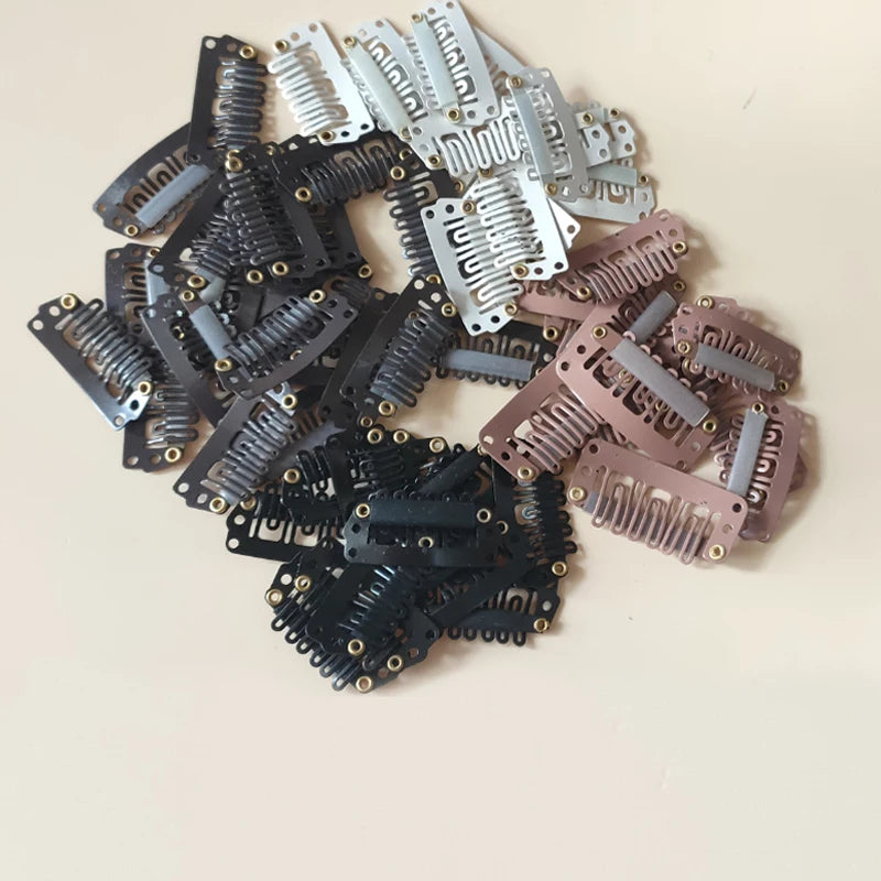 30pcs 2.3cm-3.6cm Hair Extension Clips Wig Clips For Human Hair Bangs Snap Hair Clips For Extensions Metal Comb For Closure