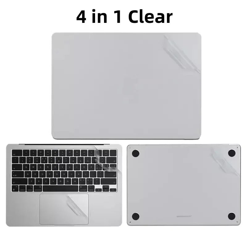 Full Body Matte Clear Sticker Decal for MacBook Pro 14" pro16 M4 M3 M2 M1 air 13.6 air 15 Touchpad + Palm Rest Skin Protective
