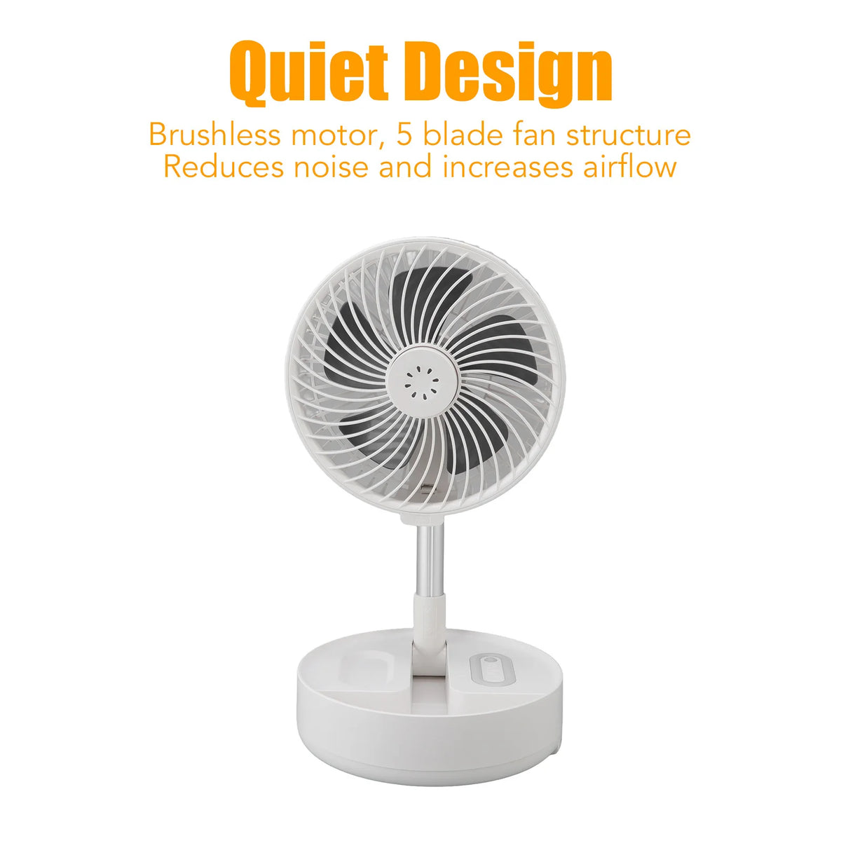 Folding Telescopic Fan 4 Speed USB Charging Remote Control Portable Desktop Floor Fan with Light for Home Travel