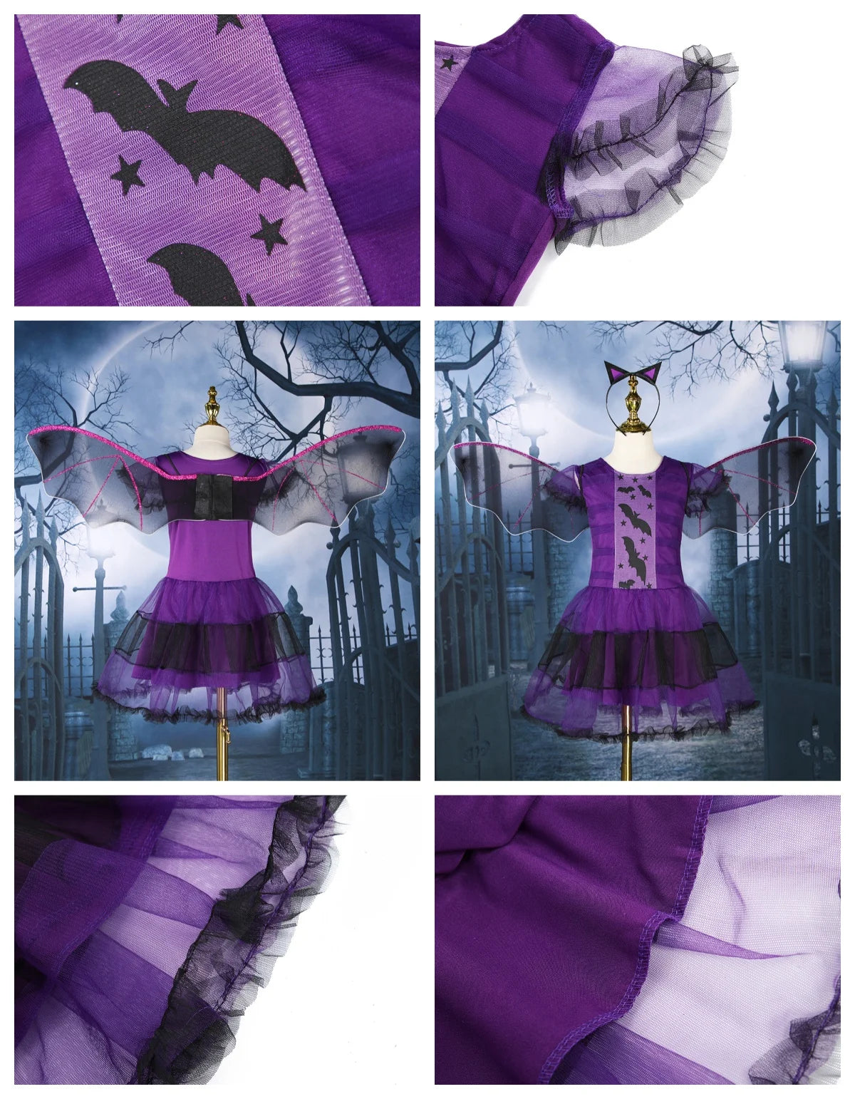 Halloween Costume For Kids Halloween Fantasy Vampire Costumes Girls Short Tutu Dress Kids Carnival Outfit Gothic Dark Clothes