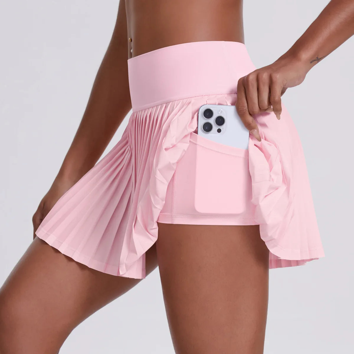 Women Sports Pleated Skirts With Shorts Inside Workout Summer Training Tennis Gym Pocket Skirt Casual