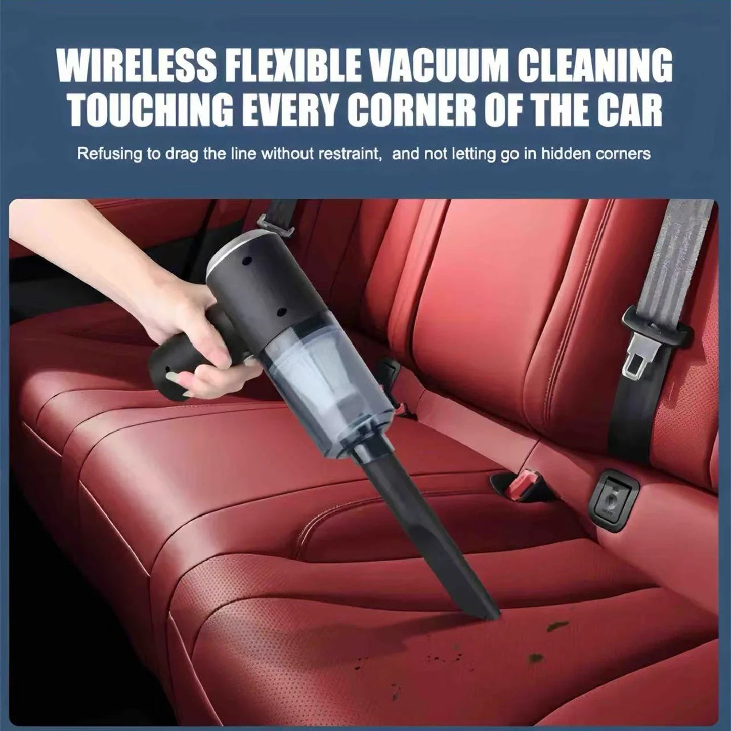 2025 Black Portable Car Wireless Vacuum Cleaner 120W Powerful Handheld for Home & Auto, Lightweight Cordless Rechargeable 3-in-1