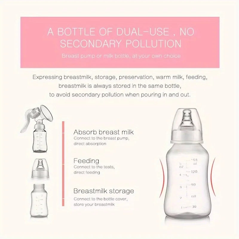 1PCS Painless & Portable Manual Breast Pump - High Suction, Chemical-Free Milk Collector for Postpartum Moms, Milking Machine